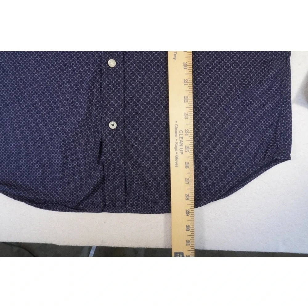 Banana Republic Shirt Mens Medium Navy Blue Polka Dot Camden Fit Button Down
